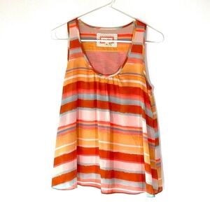 Anthropologie Meadow Rue Orange Striped Open Back Tank Size XS
